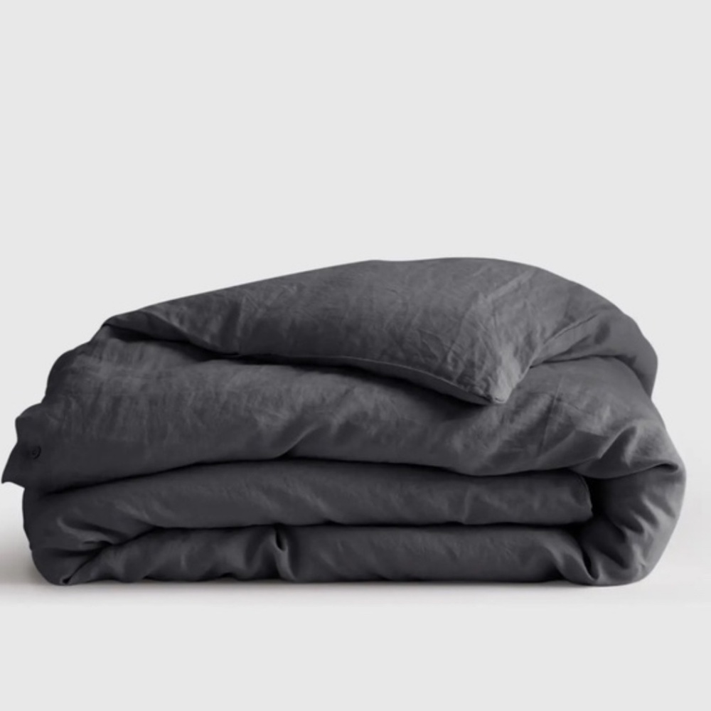 QUINCE European Linen Duvet Cover Full/Queen Charcoal 2447